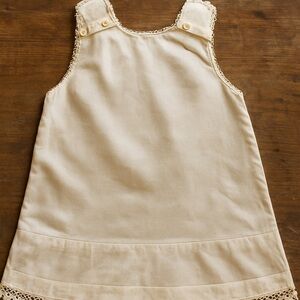 Vintage Tiny Tots Baby Dress – 1950s/1960s White Fine Cotton-Linen Blend